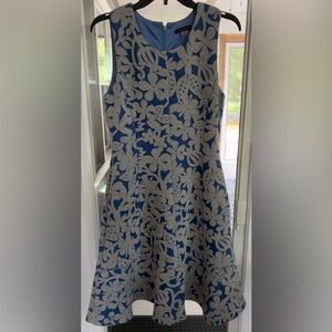 Tommy Hilfiger Dress Sleeveless Blue Gray Cutout Fit and Flare Lined Size 8
